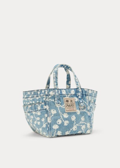 Bolsos De Mano Polo Ralph Lauren Mujer Azules Multicolor - Denim Floral Mini - QGWMK7312